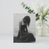 A Sad Woman in the Water Black and White Postkarte (Stehend Vorderseite)
