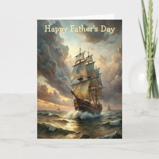 A sailing ship in the ocean Father's Day Karte (Vorderseite)