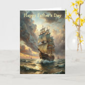 A sailing ship in the ocean Father's Day Karte (Gelbe Blume)