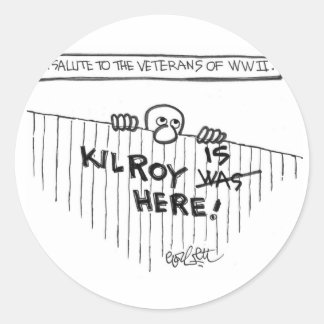 A Salute to Veterans of WWII (Kilroy) Runder Aufkleber