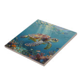 A Sea Turtle and Sun Rays in the Ocean Blue Fliese (Seite)