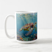 A Sea Turtle and Sun Rays in the Ocean Blue Kaffeetasse (Links)
