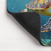 A Sea Turtle and Sun Rays in the Ocean Blue Mousepad (Ecke)