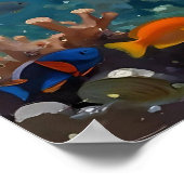 A Sea Turtle and Sun Rays in the Ocean Blue Poster (Ecke)