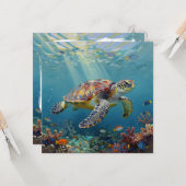 A Sea Turtle Themed Blank Karte (Vorderseite/Rückseite Beispiel)