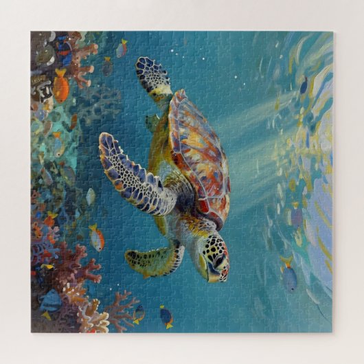 A Sea Turtle Themed Teal Puzzle (Horizontal)