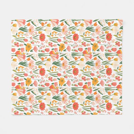 A seamless pattern of spring flowers Fleecedecke (Vorderseite (Horizontal))
