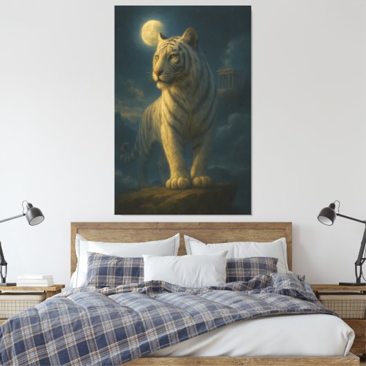 A serene and powerful white tiger painted in premi leinwanddruck (Insitu (Schlafzimmer))
