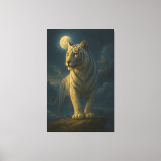 A serene and powerful white tiger painted in premi leinwanddruck (Vorderseite)
