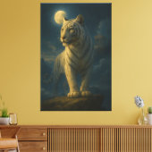 A serene and powerful white tiger painted in premi leinwanddruck (Insitu (Wohnzimmer))