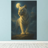 A serene and powerful white tiger painted in premi leinwanddruck (Insitu (Holzboden))