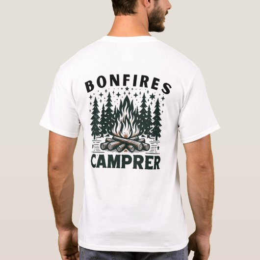 A Serene Camping Scene with a Starry Night Bonfire T-Shirt (Rückseite)
