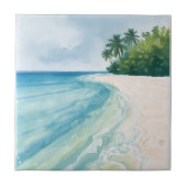 A Serene Tropical Beach in Watercolor Fliese (Vorderseite)