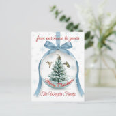 A Serene Winter Scene of Hummingbirds Design Postkarte (Stehend Vorderseite)