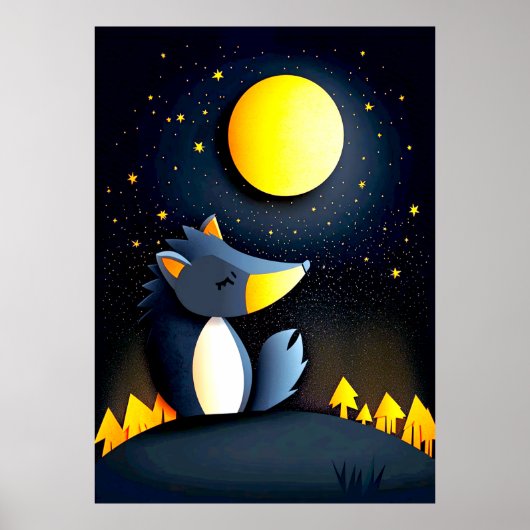 A serene wolf rests on a hill poster (Vorne)