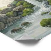 A Serene Woodland Waterfall Study in Watercolor Fe Poster (Ecke)