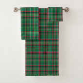A set of three green plaid towels 