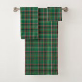 A set of three green plaid towels  (Insitu)