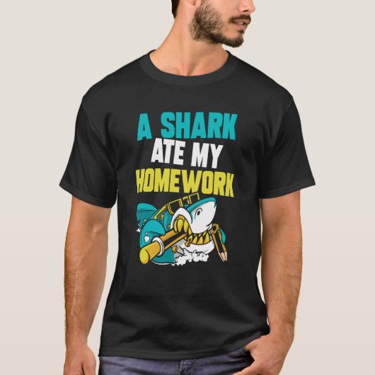 A Shark Ate My Homework Sharks Teeth Animal T-Shirt (Vorderseite)