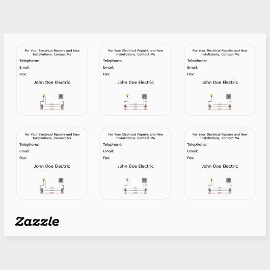 A Sheet of Six Stickers for Electrician's Clients (Blatt)