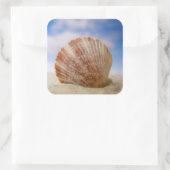 A Shell Propped In The Sand Quadratischer Aufkleber (Tasche)