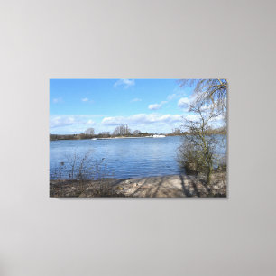 A Ship on the River, Rhein by Oppenheim, Deutschla Leinwanddruck