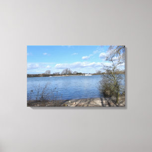A Ship on the River, Rhein by Oppenheim, Deutschla Leinwanddruck