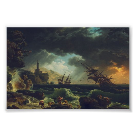 A Shipwreck in Stormy Seas by Claude-Joseph Vernet Fotodruck (Vorne)