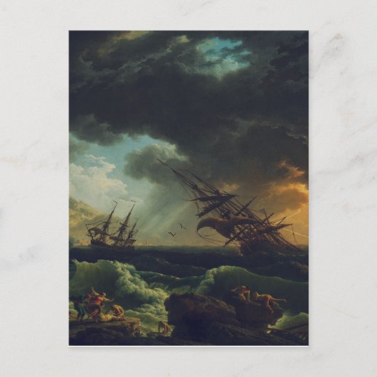 A Shipwreck in Stormy Seas by Claude-Joseph Vernet Postkarte (Vorderseite)
