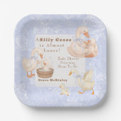 A Silly goose Blue baby shower Pappteller (Vorderseite)
