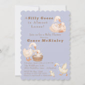 A Silly Goose is Almost Loose Blue Baby Shower Einladung (Vorderseite)