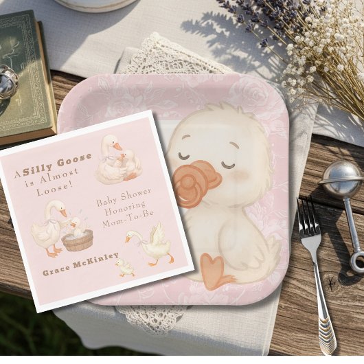 A Silly Goose Pink Serviette