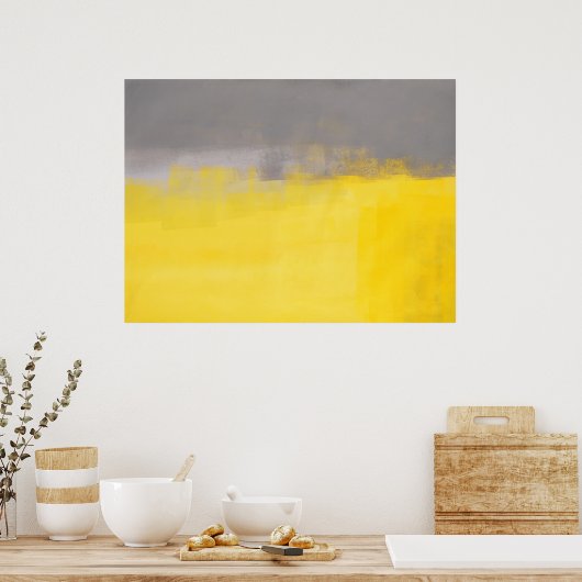'A Simple Abstrct' Graue und gelbe Art Poster (Küche)