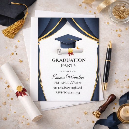 A simple graduation ceremony with four photographs einladung