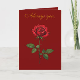 A Single Red Rose With Morning Dew  Karte