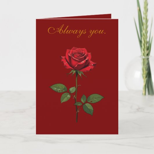 A Single Red Rose With Morning Dew  Karte (Vorderseite)