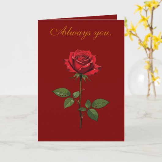 A Single Red Rose With Morning Dew  Karte (Gelbe Blume)