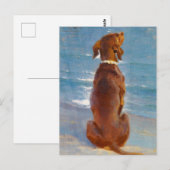 A sitting brown dog by P.S. Kroyer Postkarte (Vorne/Hinten)