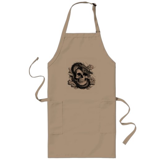 A SKULL AND A DRAGON Long Apron Lange Schürze (Vorne)