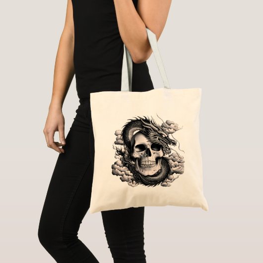 A SKULL AND A DRAGON Tote Bag  Tragetasche (Vorderseite (Produkt))