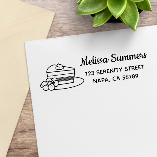 A Slice of Cake on a Plate Address Gummistempel