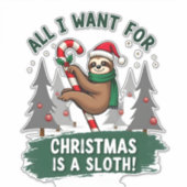 A Sloth For Christmas. Cute, Christmas Sloth With Aufkleber (Vorderseite)