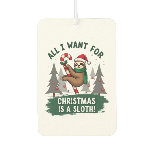 A Sloth For Christmas. Cute, Christmas Sloth With  Autolufterfrischer (Vorderseite)