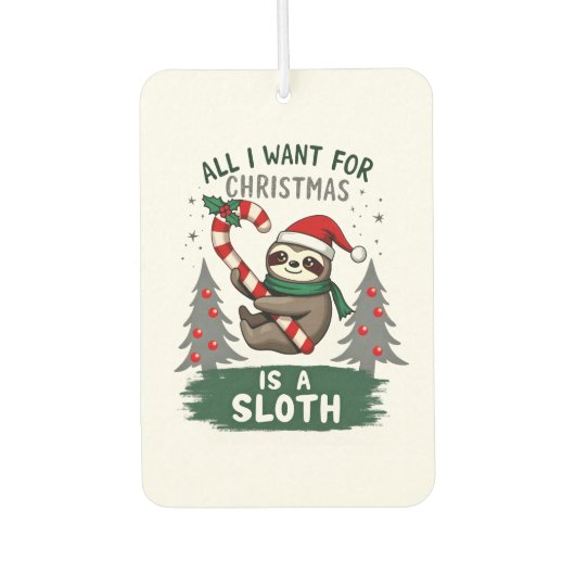 A Sloth For Christmas. Cute, Christmas Sloth With  Autolufterfrischer (Vorderseite)