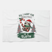 A Sloth For Christmas. Cute, Christmas Sloth With  Geschirrtuch (Horizontal)