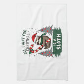 A Sloth For Christmas. Cute, Christmas Sloth With  Geschirrtuch (Vertikal)