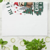 A Sloth For Christmas. Cute, Christmas Sloth With Geschirrtuch (Gefaltet)