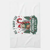 A Sloth For Christmas. Cute, Christmas Sloth With Geschirrtuch (Vertikal)