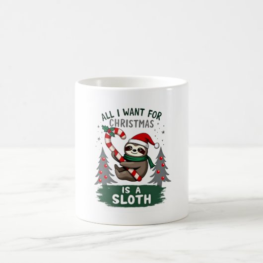 A Sloth For Christmas. Cute, Christmas Sloth With  Kaffeetasse (Mittel)