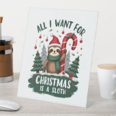A Sloth For Christmas. Cute, Christmas Sloth With  Sockelschild (In Situ)